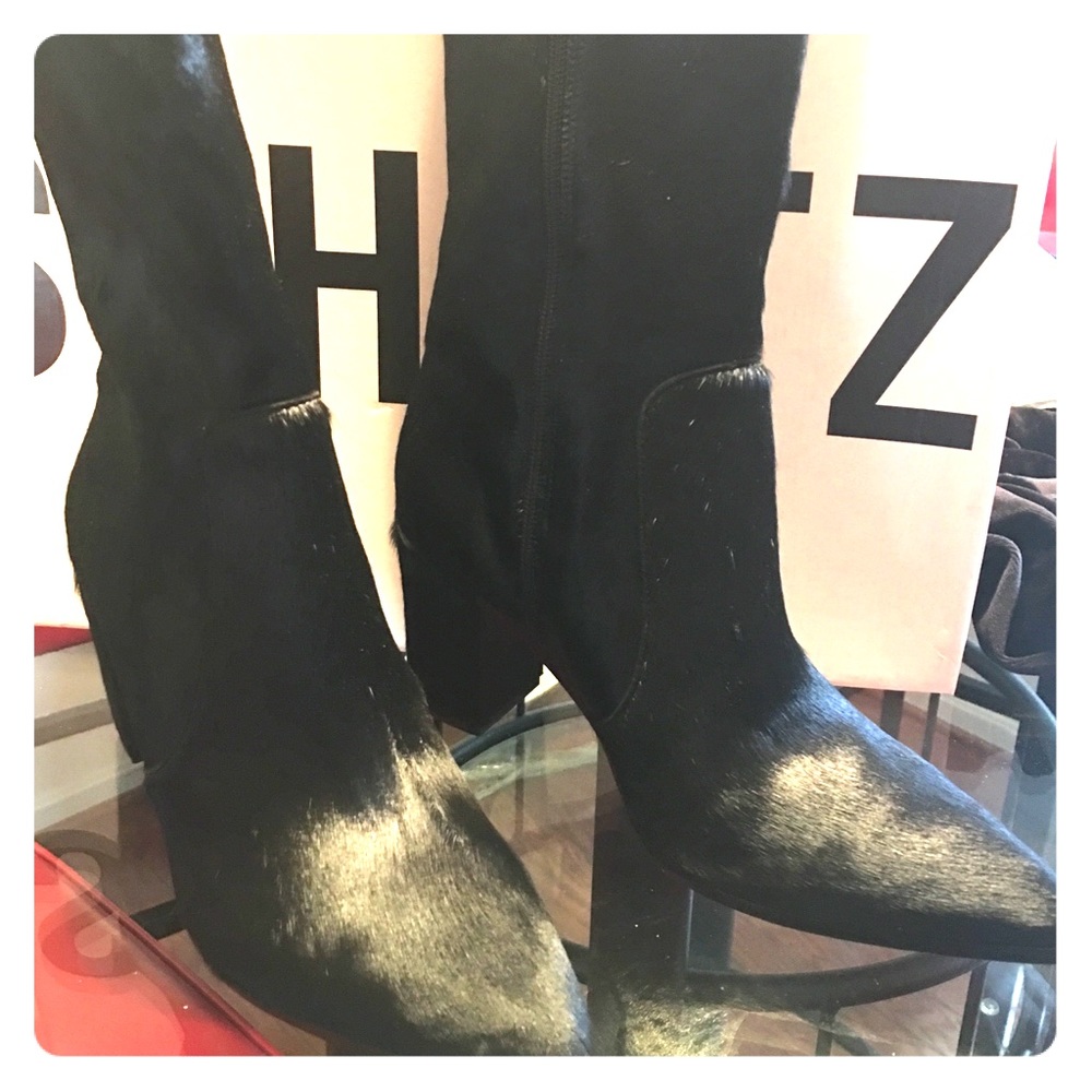 Schutz Black Ponyhair Boots (Size 11)